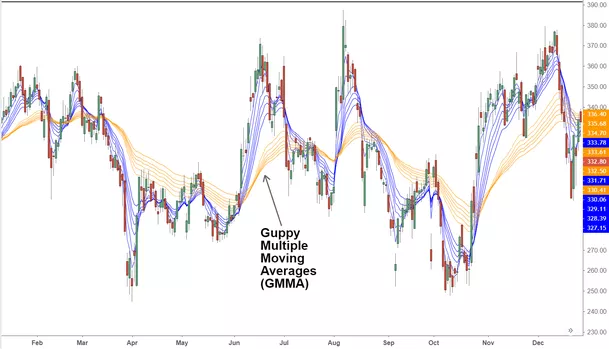 Chỉ báo GMMA (Guppy Multiple Moving Average) trong phân tích kĩ thuật là gì? - Ảnh 2.