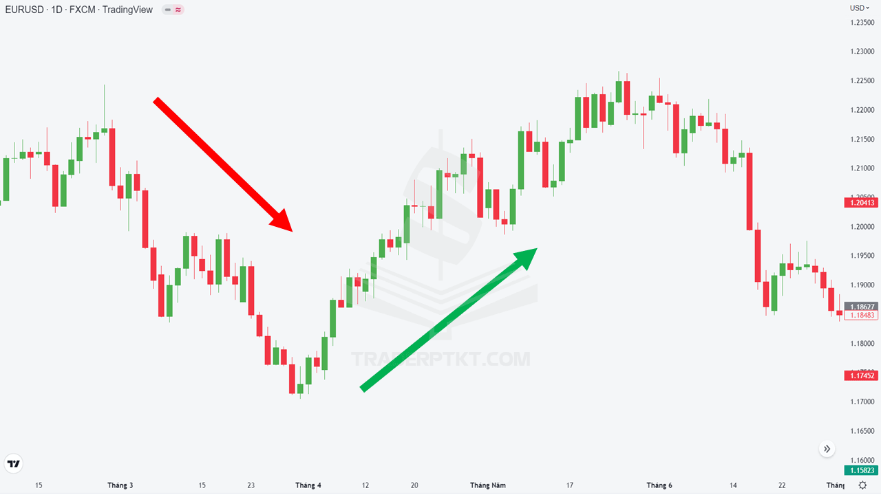 Biểu đồ cặp tiền EUR/USD năm 2021